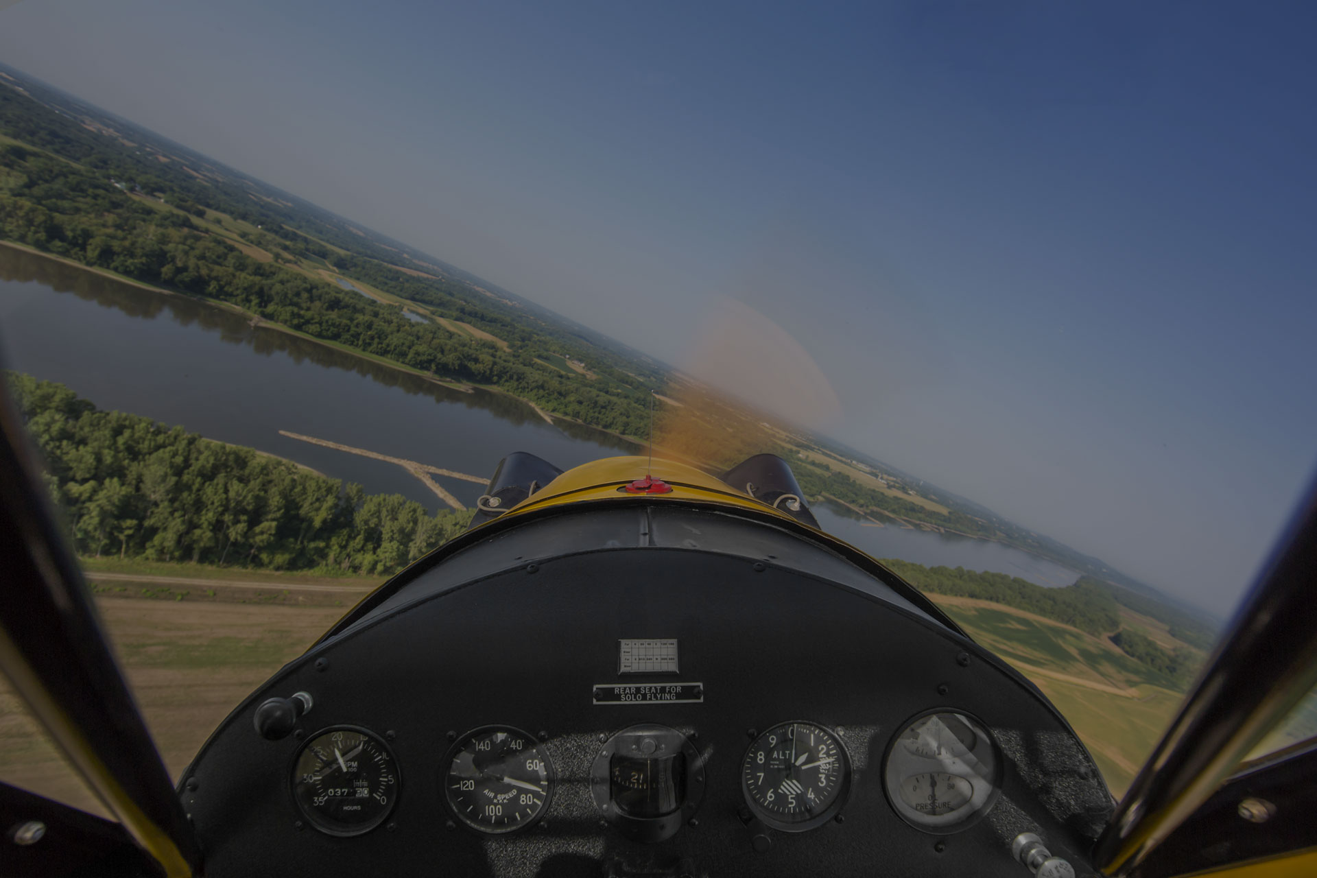 Cockpit view from small vintage aircraft